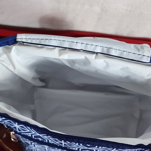 True Living Outdoors Blue White Triangle Pattern 12 Can Soft Side Carry Cooler - Picture 15 of 16